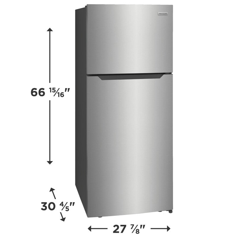 FRIGIDAIRE 27.9-Inch 18 Cu. Ft. Top Freezer Refrigerator - Fingerprint-Resistant Stainless Steel Look (FFHT1822UV)