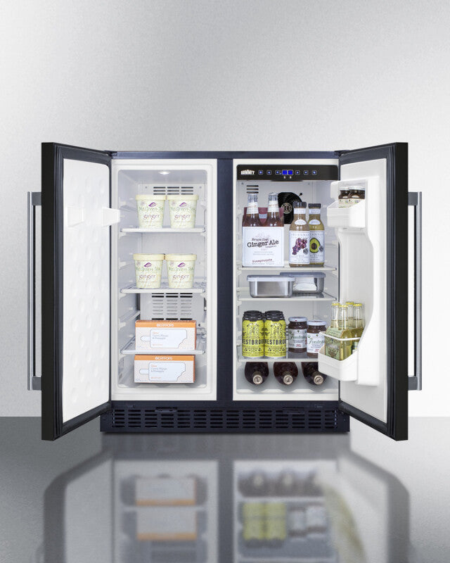 SUMMIT  30" Wide Built-In Refrigerator-Freezer - Black (FFRF3070B)