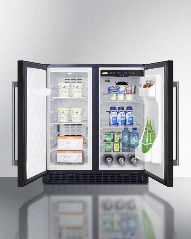 SUMMIT  30" Wide Built-In Refrigerator-Freezer - Black (FFRF3070B)
