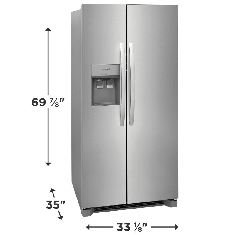 FRIGIDAIRE  22 Cu. Ft. 33" Standard-Depth Side-by-Side Refrigerator - Stainless Steel (FRSS2323AS)
