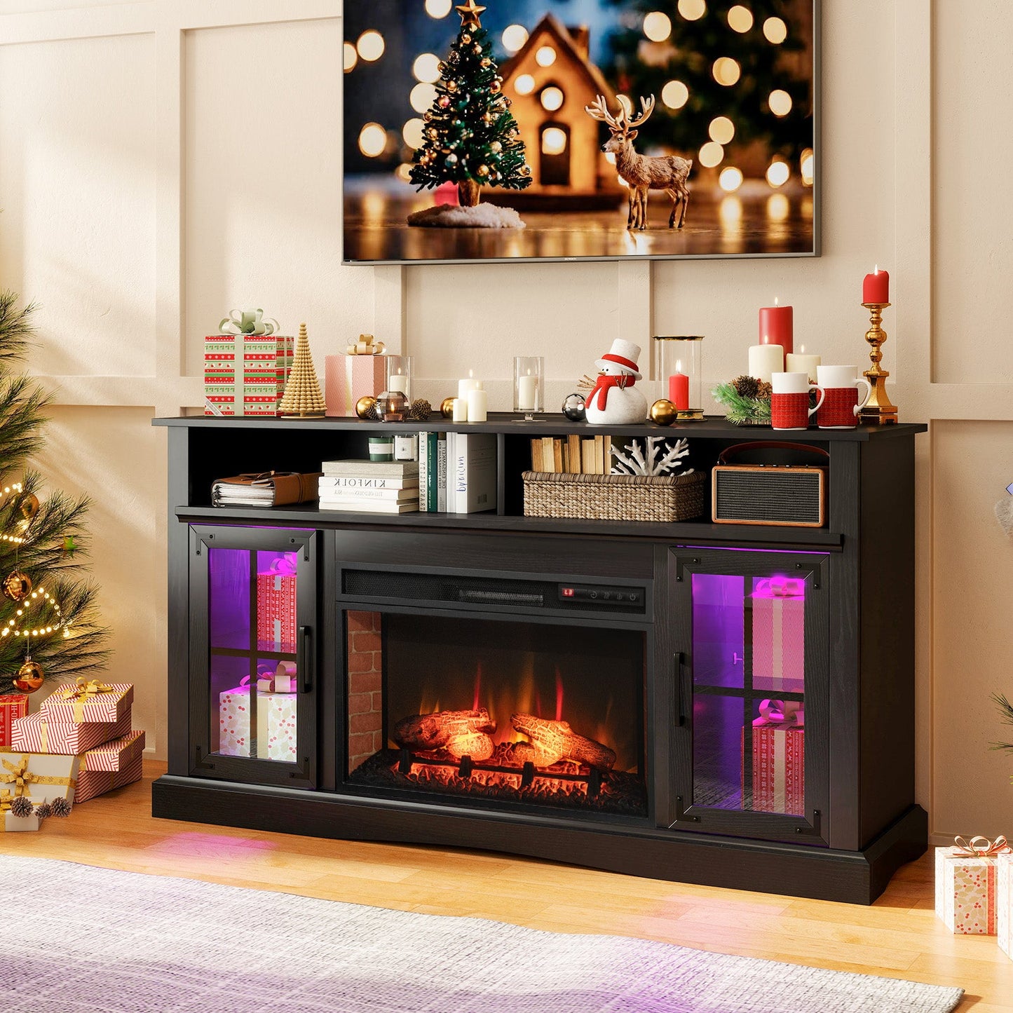 Costway Fireplace TV Stand w/ Remote Control & Thermostat for TVs up to 50" 823169745 New