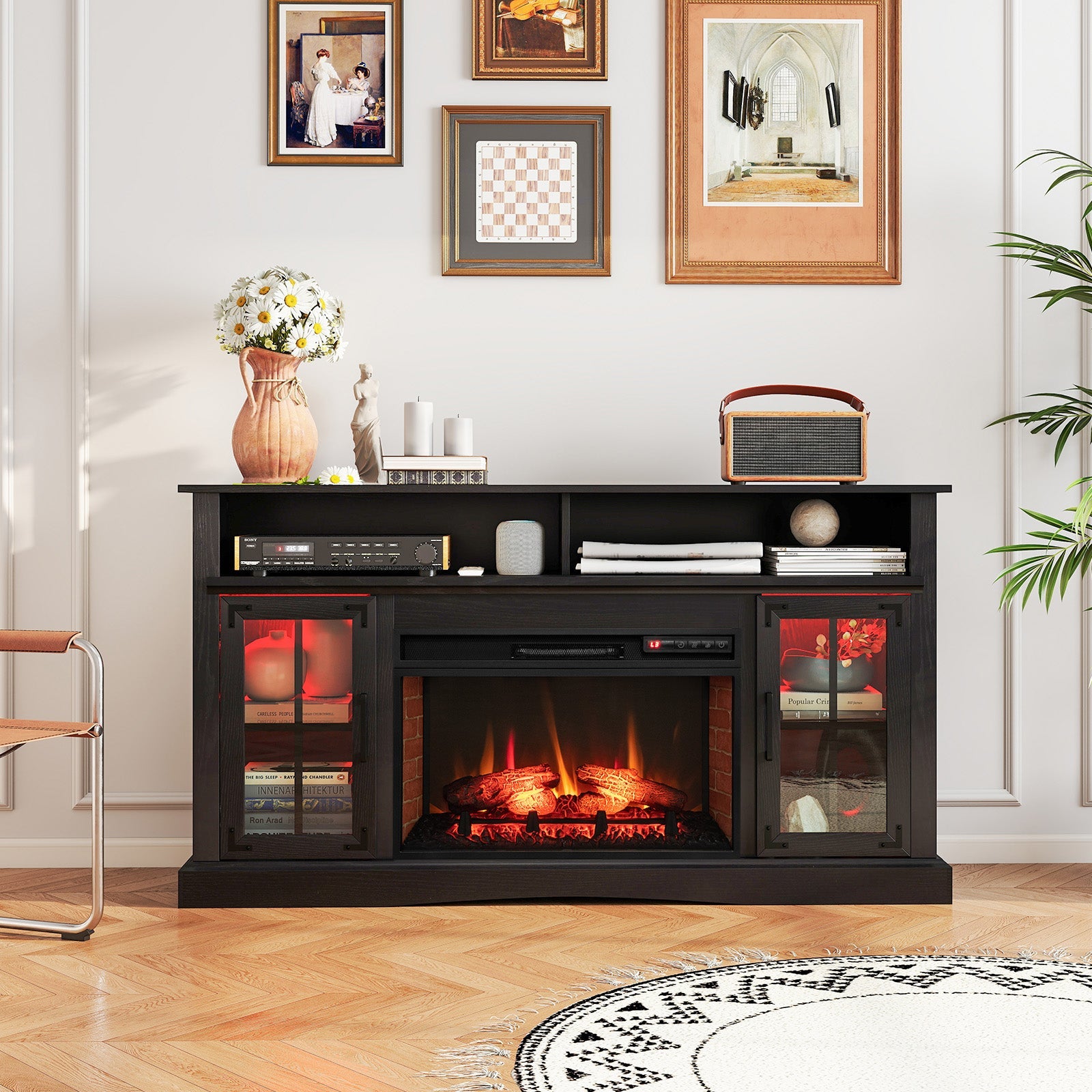 Costway Fireplace TV Stand w/ Remote Control & Thermostat for TVs up to 50" 823169745 New
