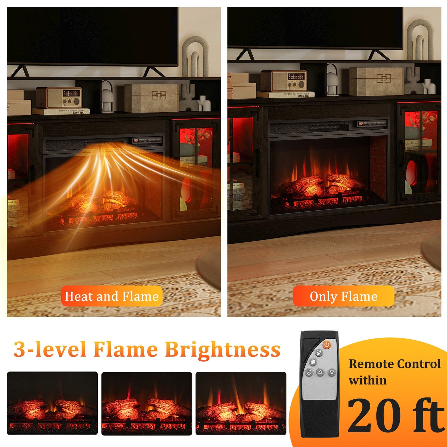 Costway Fireplace TV Stand w/ Remote Control & Thermostat for TVs up to 50" 823169745 New