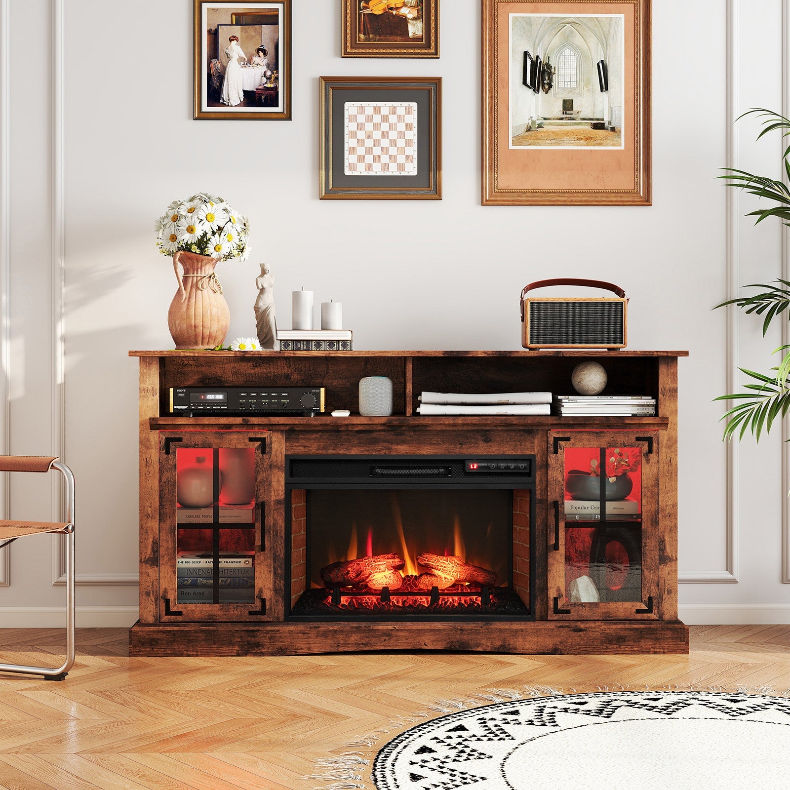 Costway Fireplace TV Stand w/ Remote Control & Thermostat for TVs up to 50" 823169745 New