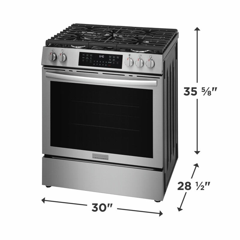 Frigidaire Gallery  30" Gas Range with No Preheat + Air Fry - Stainless Steel (GCFG3059BF)