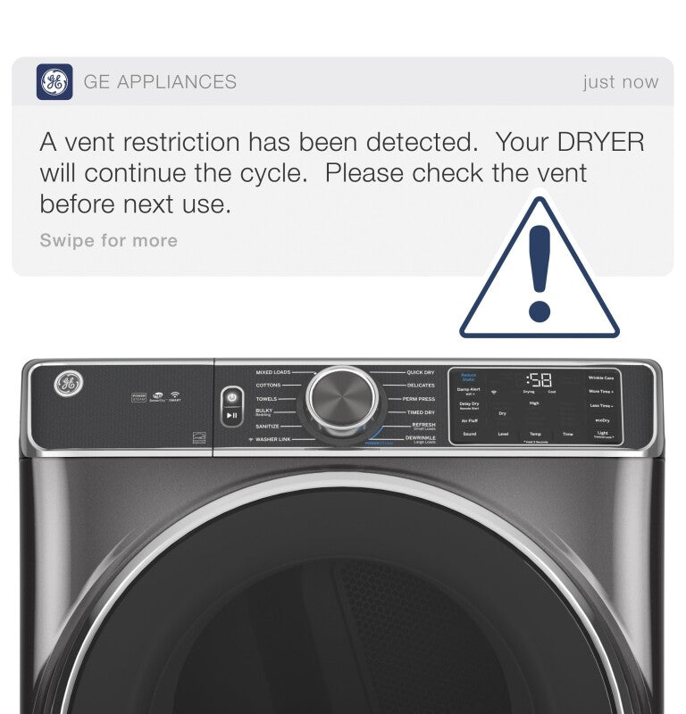 GE  7.8 cu. ft. Capacity Smart Front Load Electric Dryer with Sanitize Cycle - White (GFD55ESSNWW)