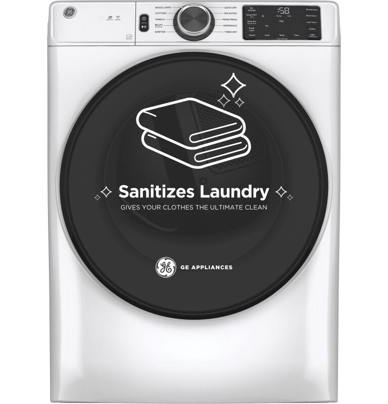 GE  7.8 cu. ft. Capacity Smart Front Load Gas Dryer with Sanitize Cycle - White (GFD55GSSNWW)