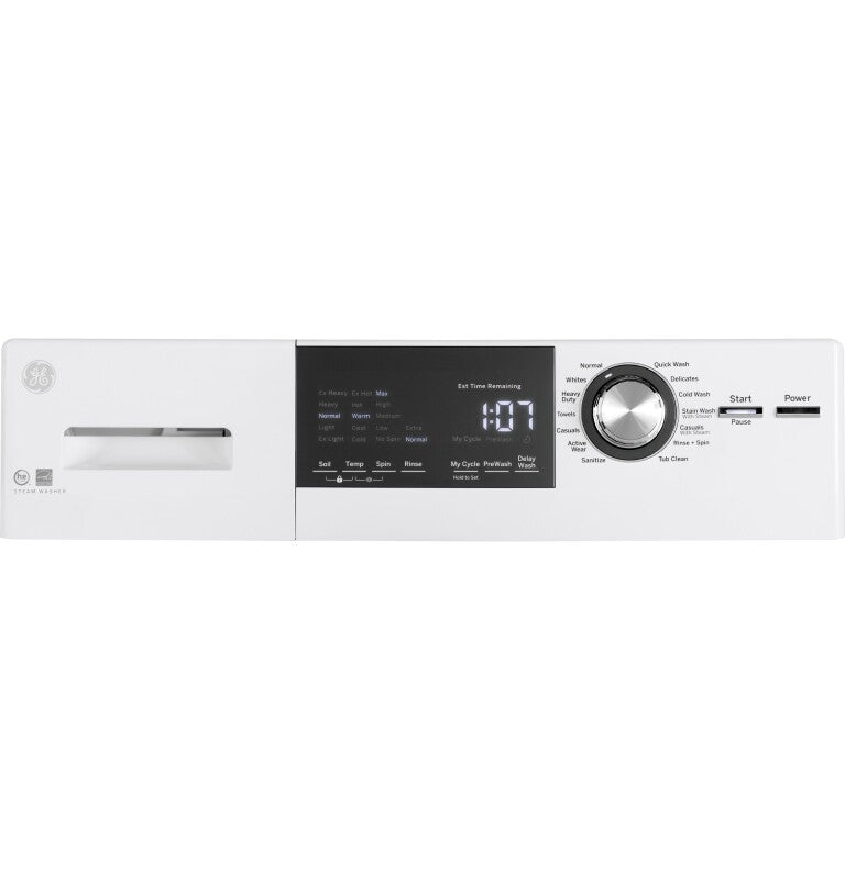 GE  24" 2.4 Cu. Ft. Front Load Washer with Steam - White (GFW148SSMWW)