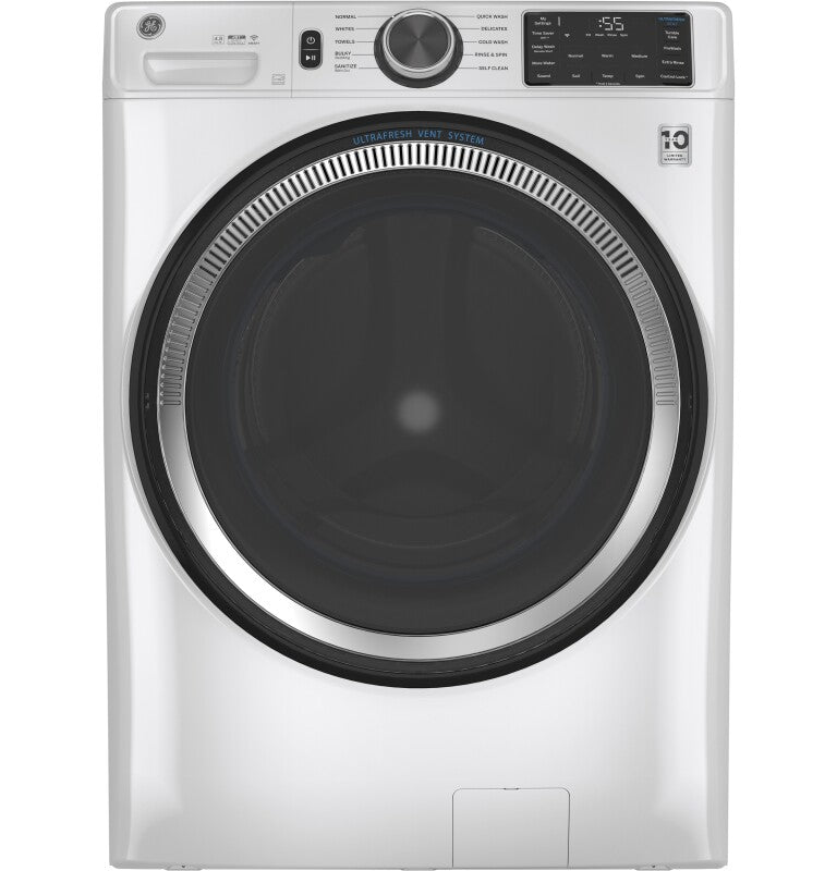 GE  4.8 cu. ft. Capacity Smart Front Load Washer with UltraFresh Vent System with OdorBlock and Sanitize w/Oxi - White (GFW550SSNWW)