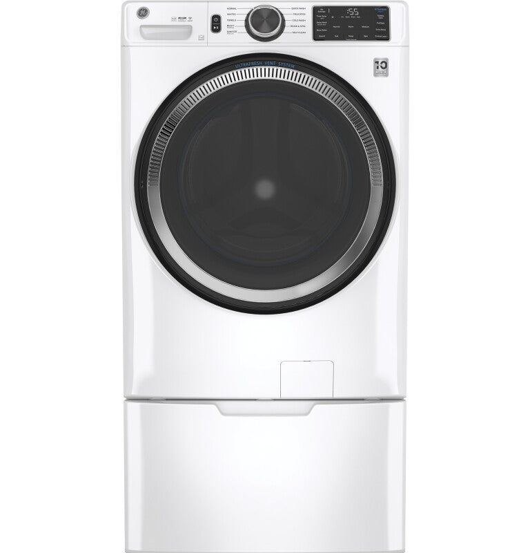 GE  4.8 cu. ft. Capacity Smart Front Load Washer with UltraFresh Vent System with OdorBlock and Sanitize w/Oxi - White (GFW550SSNWW)