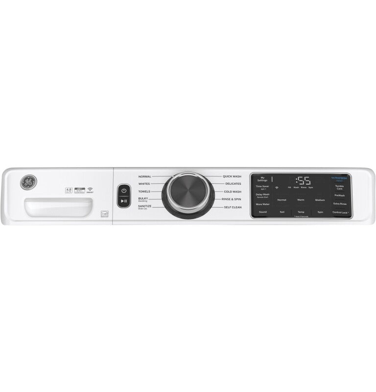 GE  4.8 cu. ft. Capacity Smart Front Load Washer with UltraFresh Vent System with OdorBlock and Sanitize w/Oxi - White (GFW550SSNWW)
