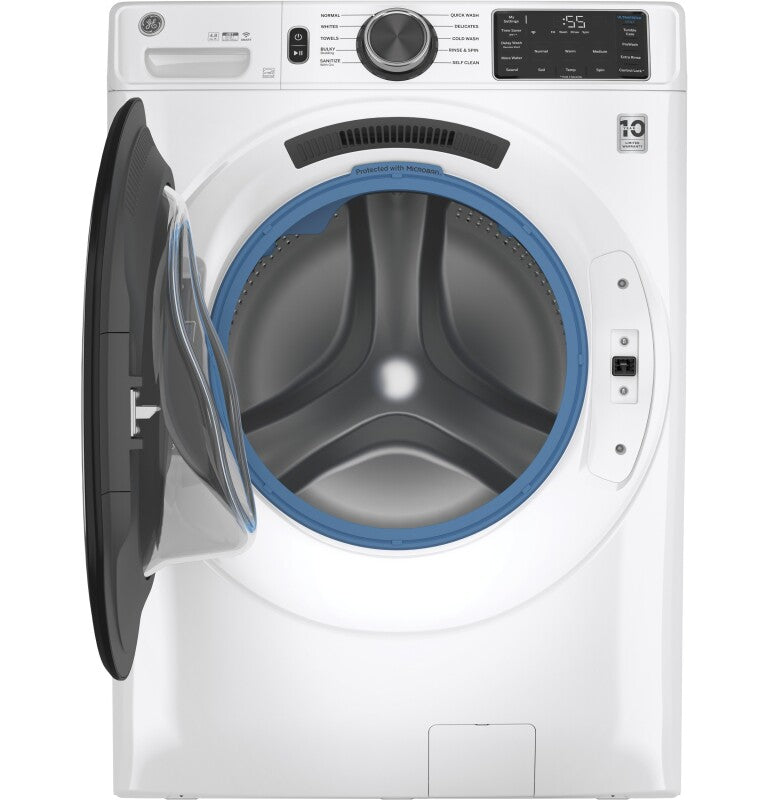 GE  4.8 cu. ft. Capacity Smart Front Load Washer with UltraFresh Vent System with OdorBlock and Sanitize w/Oxi - White (GFW550SSNWW)