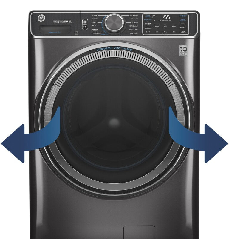 GE  4.8 cu. ft. Capacity Smart Front Load Washer with UltraFresh Vent System with OdorBlock and Sanitize w/Oxi - White (GFW550SSNWW)