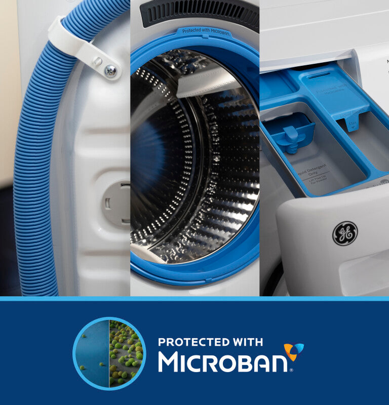 GE  4.8 cu. ft. Capacity Smart Front Load Washer with UltraFresh Vent System with OdorBlock and Sanitize w/Oxi - White (GFW550SSNWW)
