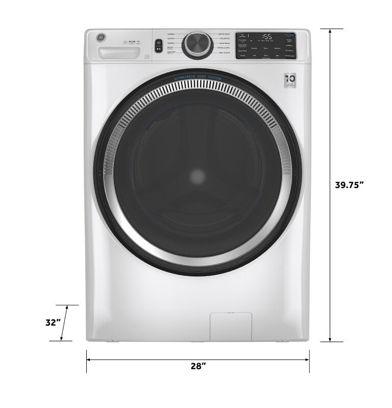 GE  4.8 cu. ft. Capacity Smart Front Load Washer with UltraFresh Vent System with OdorBlock and Sanitize w/Oxi - White (GFW550SSNWW)