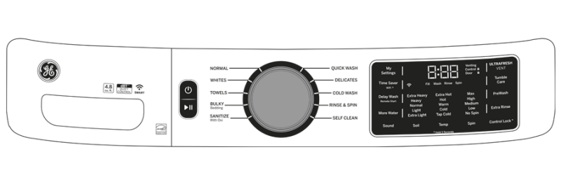 GE  4.8 cu. ft. Capacity Smart Front Load Washer with UltraFresh Vent System with OdorBlock and Sanitize w/Oxi - White (GFW550SSNWW)