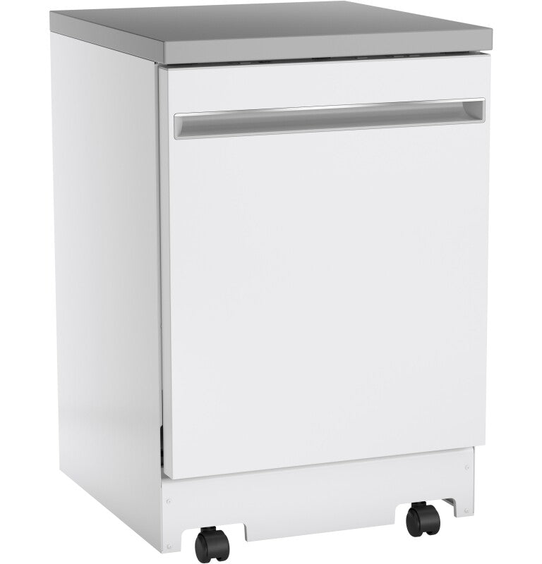 GE  24" Stainless Steel Interior Portable Dishwasher with Sanitize Cycle - White (GPT225SGLWW)