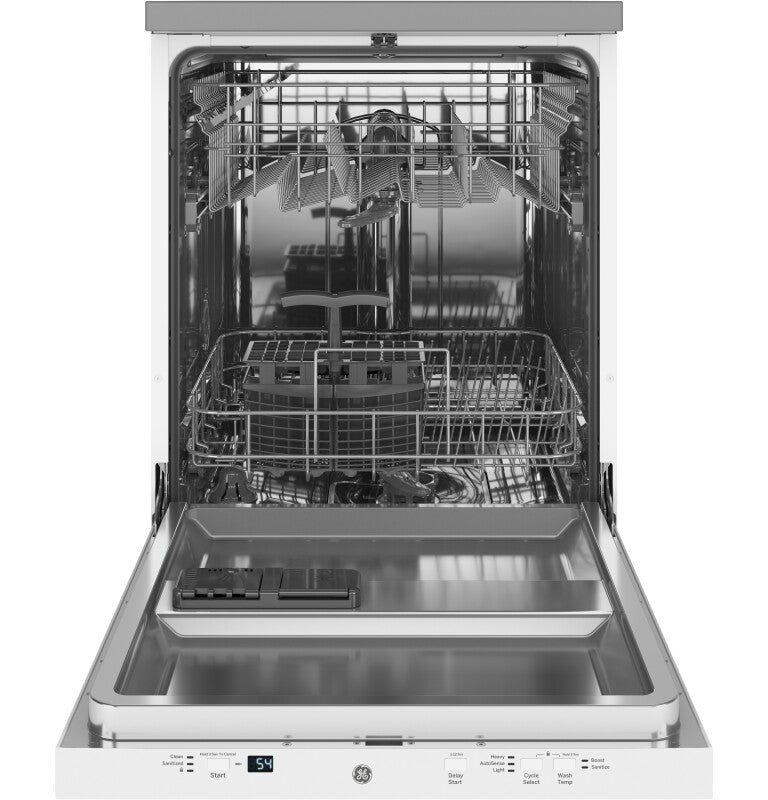 GE  24" Stainless Steel Interior Portable Dishwasher with Sanitize Cycle - White (GPT225SGLWW)