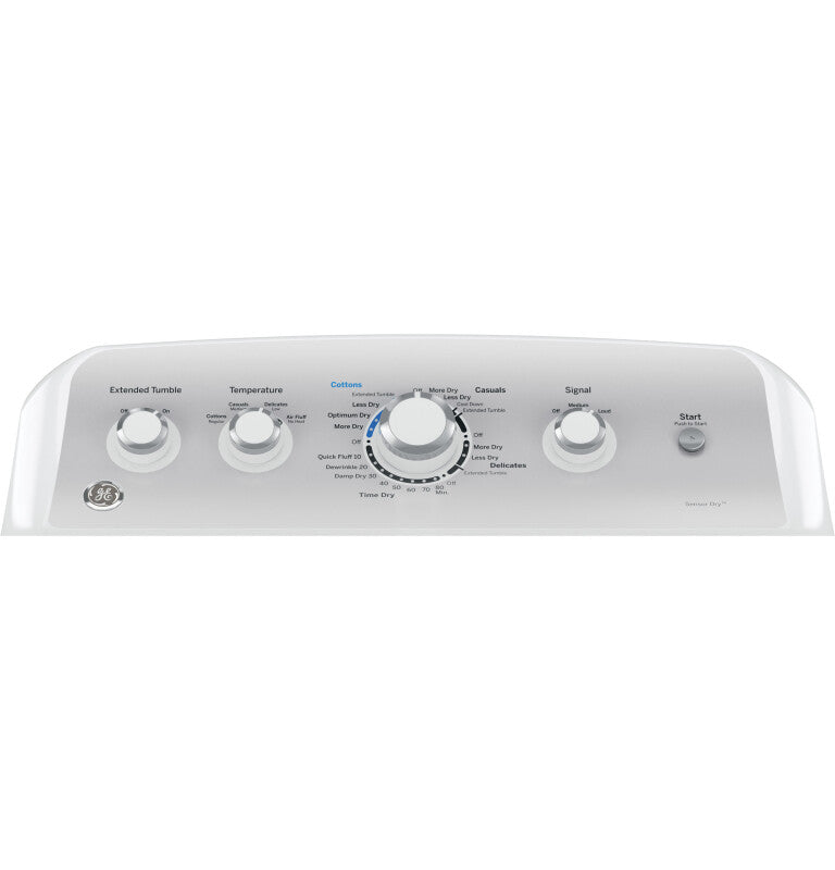 GE  7.2 cu. ft. Capacity aluminized alloy drum Electric Dryer with Sensor Dry - White on White with Silver Backsplash (GTD45EASJWS)