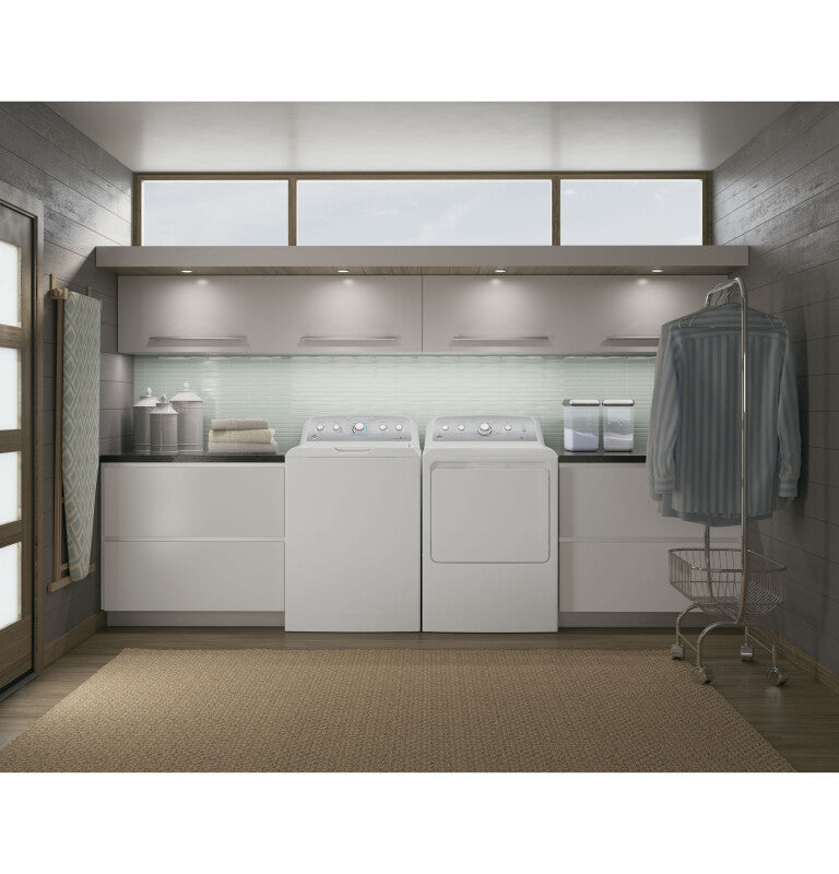 GE  7.2 cu. ft. Capacity aluminized alloy drum Electric Dryer with Sensor Dry - White on White with Silver Backsplash (GTD45EASJWS)