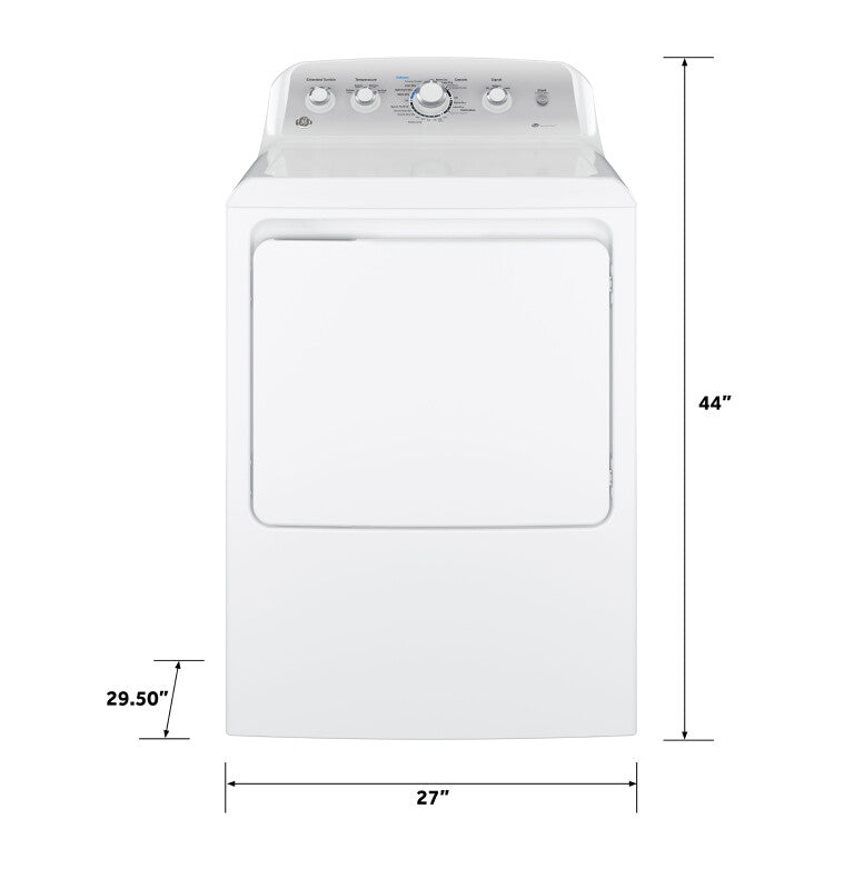 GE  7.2 cu. ft. Capacity aluminized alloy drum Electric Dryer with Sensor Dry - White on White with Silver Backsplash (GTD45EASJWS)