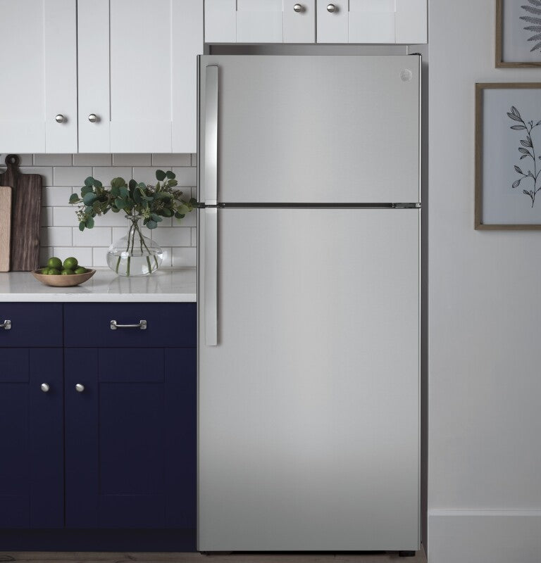 GE 28-Inch 16.6 Cu. Ft. Top-Freezer Refrigerator - Stainless Steel (GTS17GSNRSS)