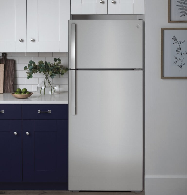 GE 28-Inch 17.5 Cu. Ft. Top-Freezer Refrigerator - Stainless Steel (GTS18GSNRSS)