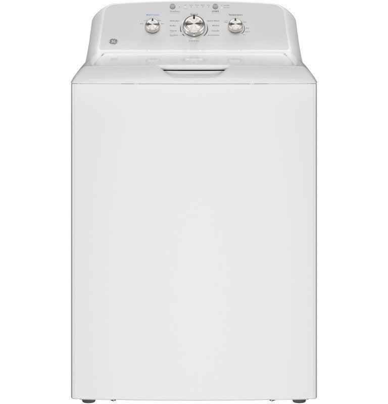 GE  4.3 cu. ft. Capacity Washer with Stainless Steel Basket,Cold Plus and Water Level Control - White w/ Silver Matte Backsplash (GTW385ASWWS)
