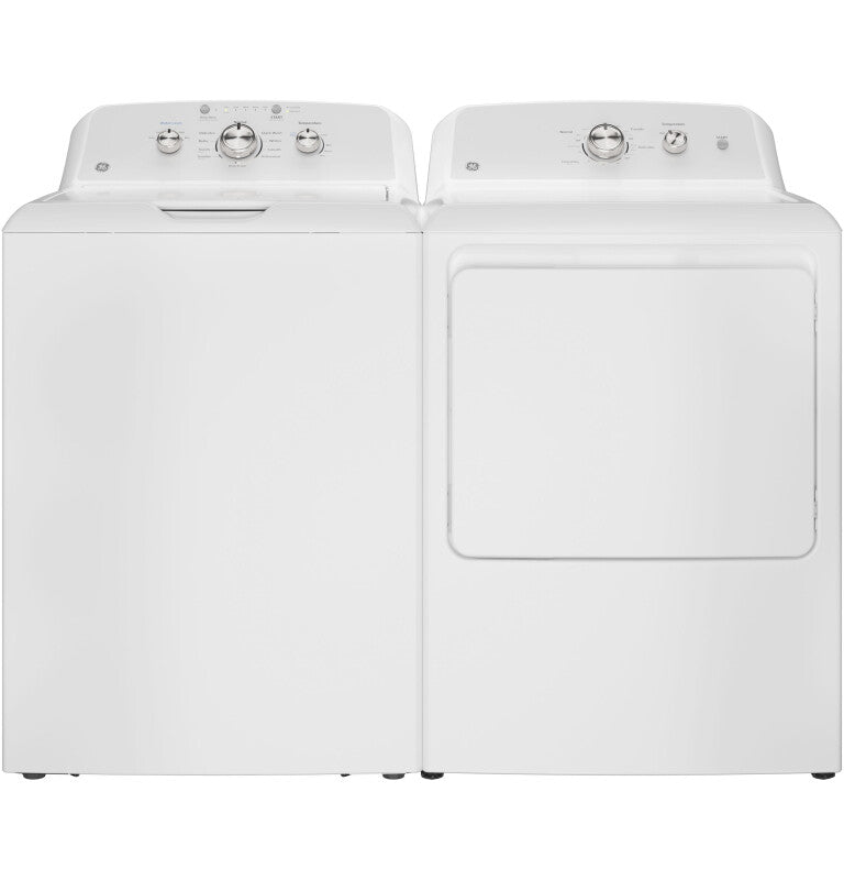 GE  4.3 cu. ft. Capacity Washer with Stainless Steel Basket,Cold Plus and Water Level Control - White w/ Silver Matte Backsplash (GTW385ASWWS)