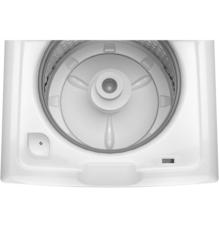 GE  4.3 cu. ft. Capacity Washer with Stainless Steel Basket,Cold Plus and Water Level Control - White w/ Silver Matte Backsplash (GTW385ASWWS)