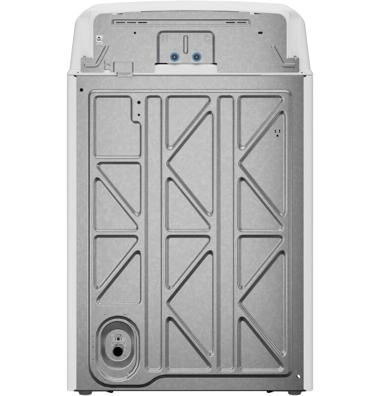 GE  4.3 cu. ft. Capacity Washer with Stainless Steel Basket,Cold Plus and Water Level Control - White w/ Silver Matte Backsplash (GTW385ASWWS)