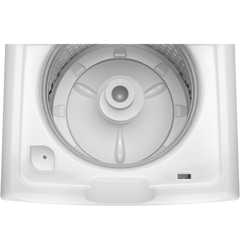 GE  4.5 cu. ft. Capacity Washer with Stainless Steel Basket, Cold Plus and Wash Boost - White w/ Black Matte Backsplash (GTW485ASWWB)