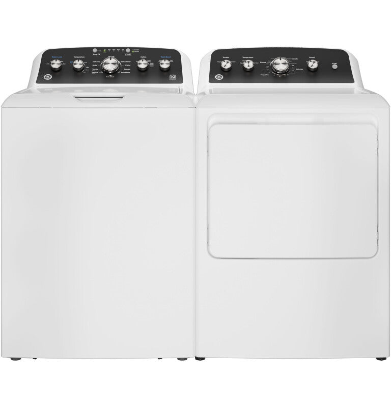 GE  4.5 cu. ft. Capacity Washer with Stainless Steel Basket, Cold Plus and Wash Boost - White w/ Black Matte Backsplash (GTW485ASWWB)