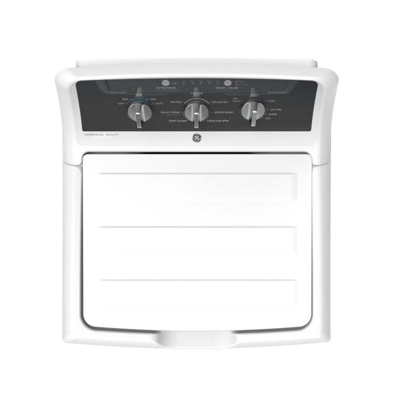 GE  4.3 cu. ft. Capacity Washer with Stainless Steel Basket,5-yr Limited Warranty - White with Black Stainless Backsplash (GTW525ACWWB)