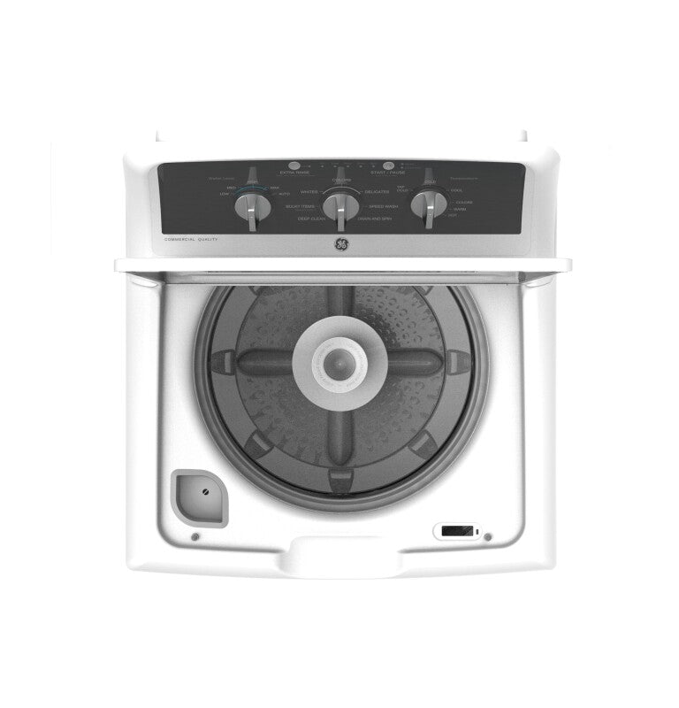 GE  4.3 cu. ft. Capacity Washer with Stainless Steel Basket,5-yr Limited Warranty - White with Black Stainless Backsplash (GTW525ACWWB)