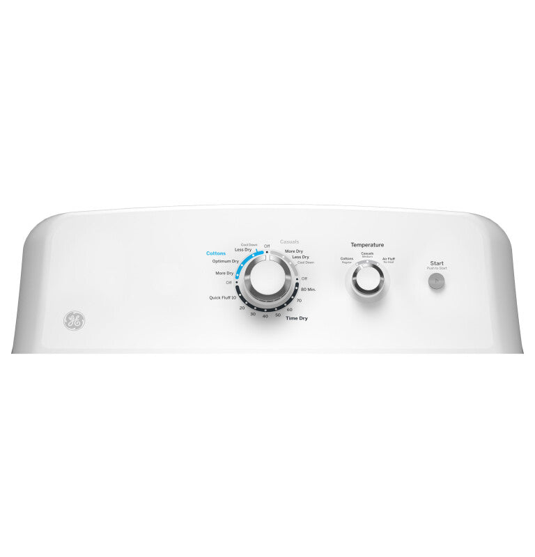 GE  6.2 cu. ft. Capacity Electric Dryer with Up To 120 ft. Venting and Shallow Depth - White (GTX33EASKWW)