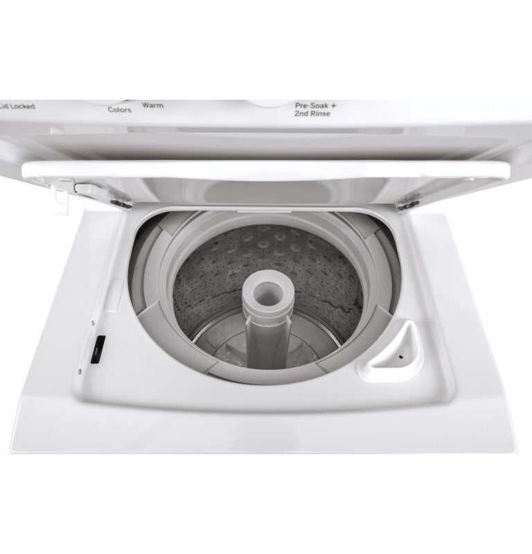 GE  Unitized Spacemaker 2.3 cu. ft. Capacity Washer with Stainless Steel Basket and 4.4 cu. ft. Capacity Electric Dryer - White on White (GUD24ESSMWW)