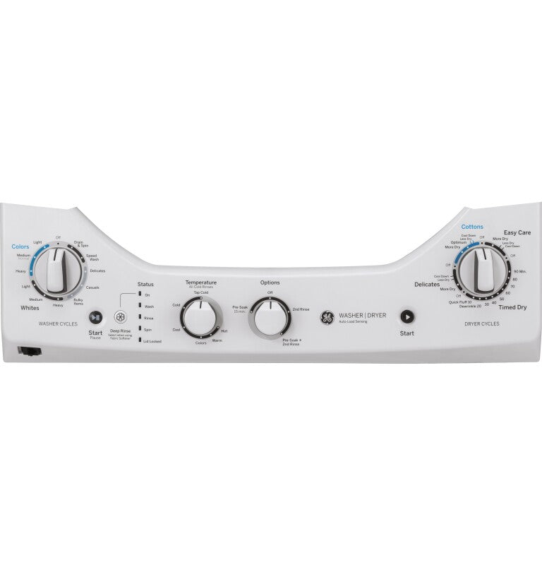 GE  Unitized Spacemaker 2.3 cu. ft. Capacity Washer with Stainless Steel Basket and 4.4 cu. ft. Capacity Electric Dryer - White on White (GUD24ESSMWW)