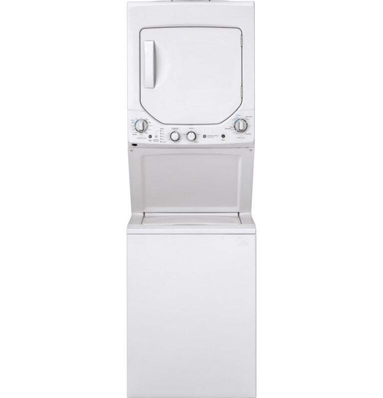 GE  Unitized Spacemaker 2.3 cu. ft. Capacity Washer with Stainless Steel Basket and 4.4 cu. ft. Capacity Gas Dryer - White on White (GUD24GSSMWW)