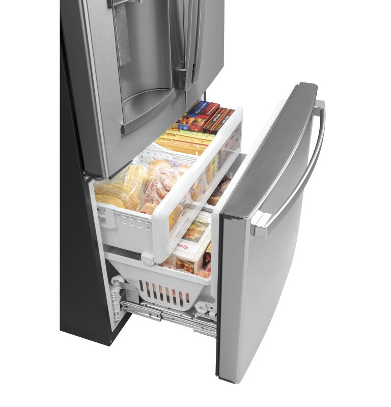GE  22.1 Cu. Ft. Counter-Depth Fingerprint Resistant French-Door Refrigerator - Fingerprint Resistant Stainless Steel (GYE22GYNFS)