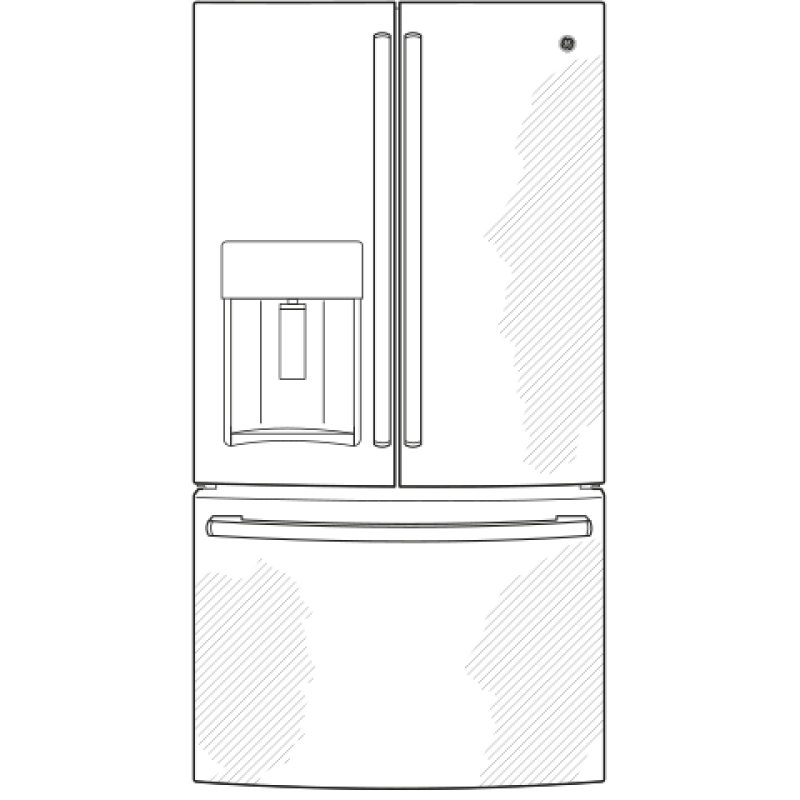 GE  22.1 Cu. Ft. Counter-Depth Fingerprint Resistant French-Door Refrigerator - Fingerprint Resistant Stainless Steel (GYE22GYNFS)