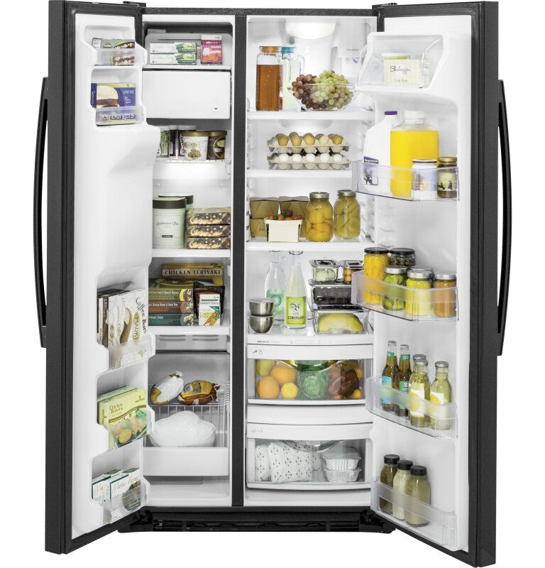 GE  21.9 Cu. Ft. Counter-Depth Side-By-Side Refrigerator - Black (GZS22DGJBB)