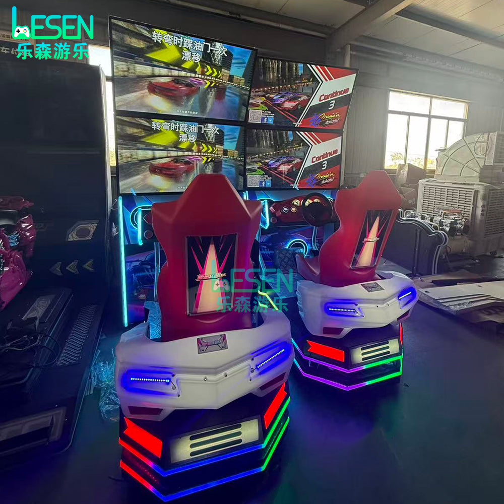 Extreme Speed Blitz Racing Simulator Arcade Machine | 4-Screen Motion Driving Game