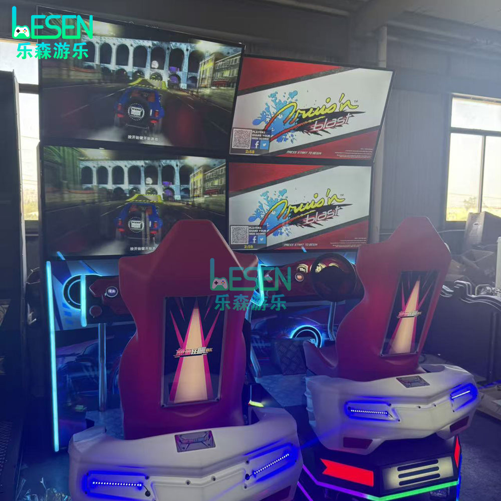 Extreme Speed Blitz Racing Simulator Arcade Machine | 4-Screen Motion Driving Game