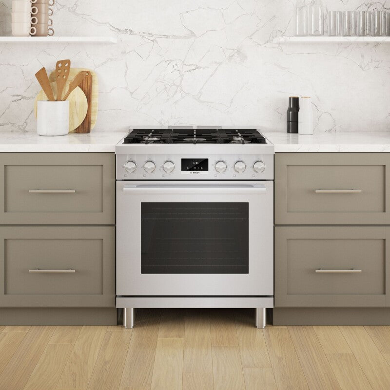 BOSCH  800 Series Dual Fuel Freestanding Range 30'' - Stainless Steel (HDS8055U)