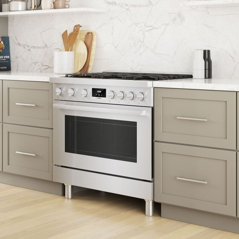 Bosch  800 Series Dual Fuel Freestanding Range 36'' - Stainless Steel (HDS8655U)