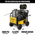 4000 PSI 4 GPM KOHLER E-Start Engine Hot Water Pressure Washer with Hose Reel,  HPW40K
