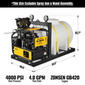 4000 PSI 4 GPM ZONSEN E-Start Engine Hot Water Pressure Washer Skid Mounted with 245 Gal Tank,  HPW40DBT