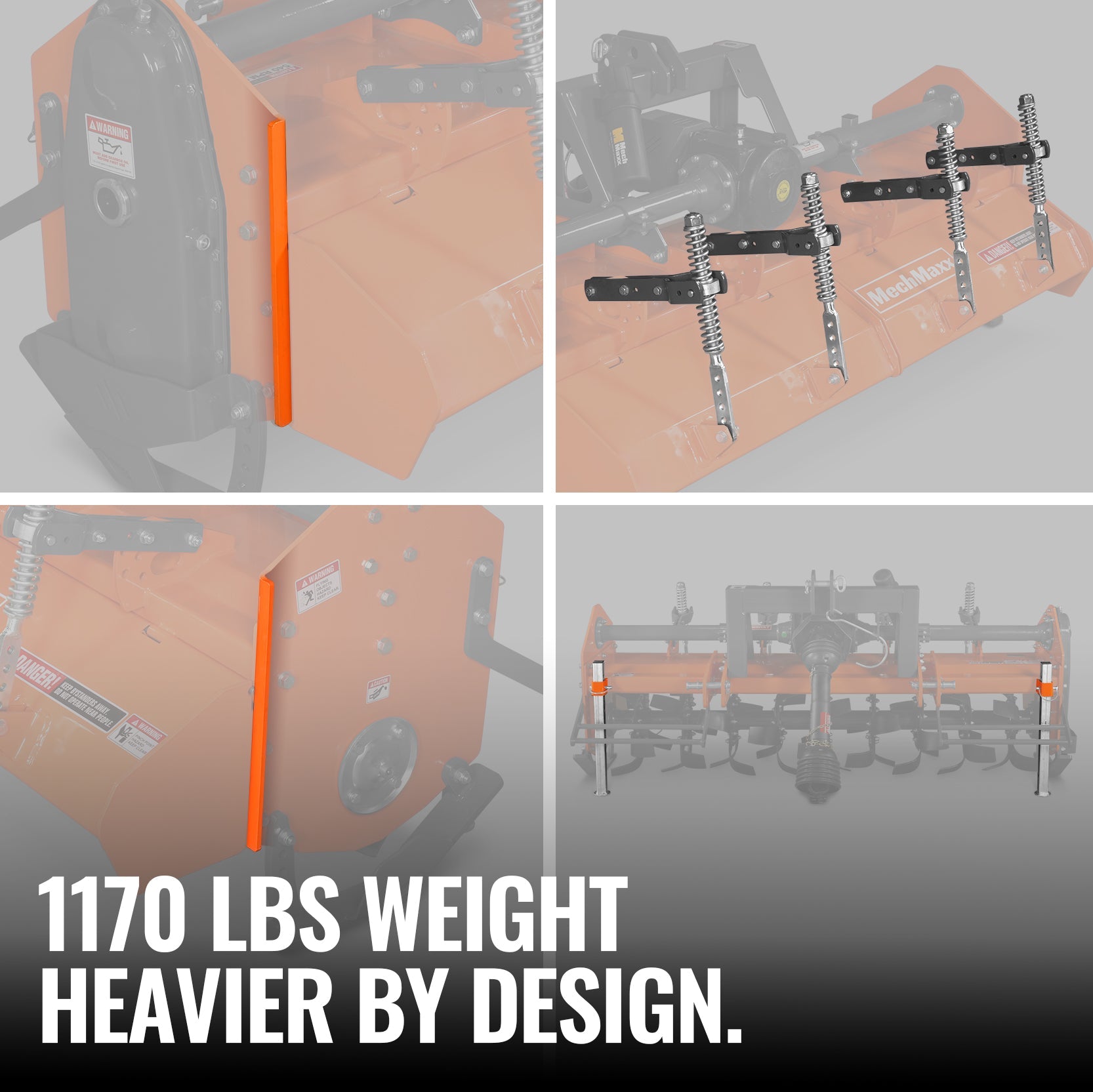 80 in Heavy Duty Rotary Tiller,  3 Point Hitch Cat.2,  Gear Drive,  PTO Shaft Included with Slip Clutch,  40-80 HP,  HRT80