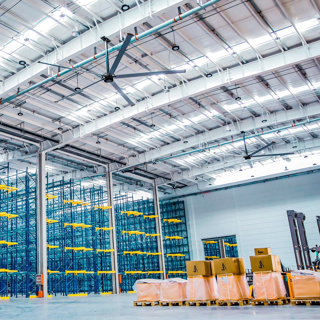24FT HVLS Industrial Ceiling Fan 208-240V 1Ph - Energy Efficient Large Area Air Circulation Fan for Warehouses & Factories,  24FT1PH